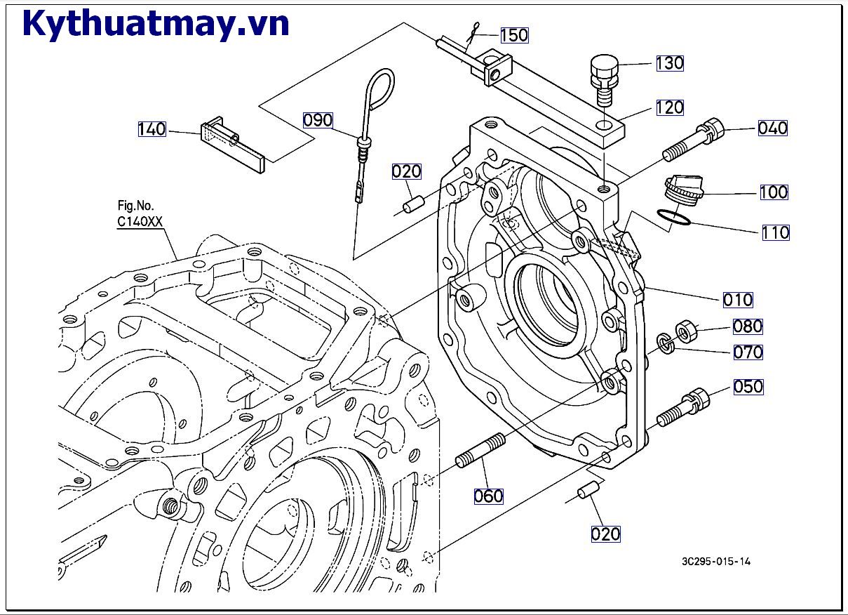 Nắp đậy phía sau vỏ hộp số ( cũ) 50001 đến 89999